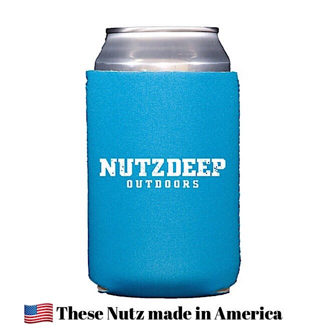 Nutz Deep Outdoors Koozie Light Blue/White
