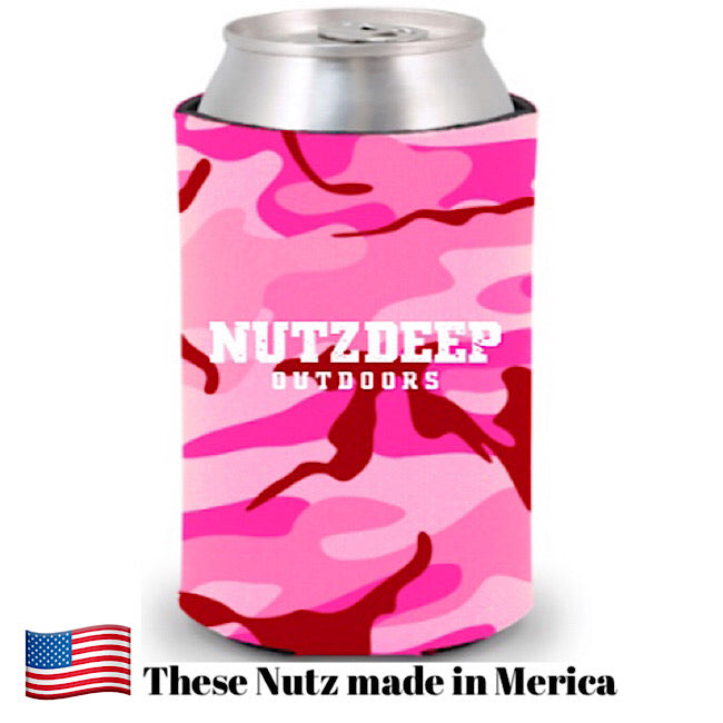 Nutz Deep Outdoors Koozie Pink Camo/White