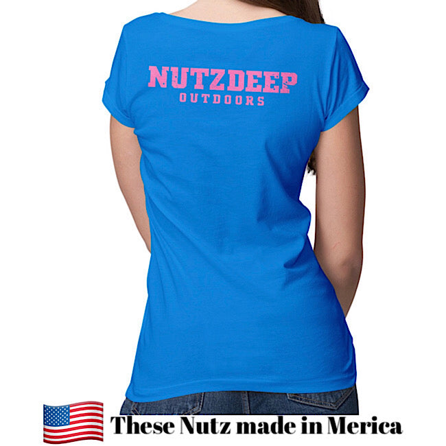 Ladies Nutz Deep Outdoors Tee Teal/Hot Pink